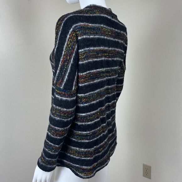 Modcloth Women Size M Blue Eyelash Stripped Open Front Pullover Cardigan Sweater - Picture 3 of 14